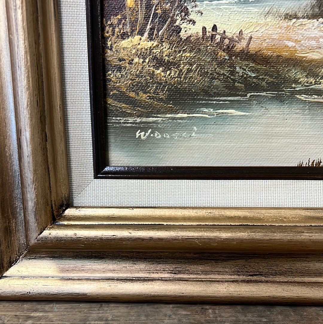 Vintage Landscape Oil on Board, Framed