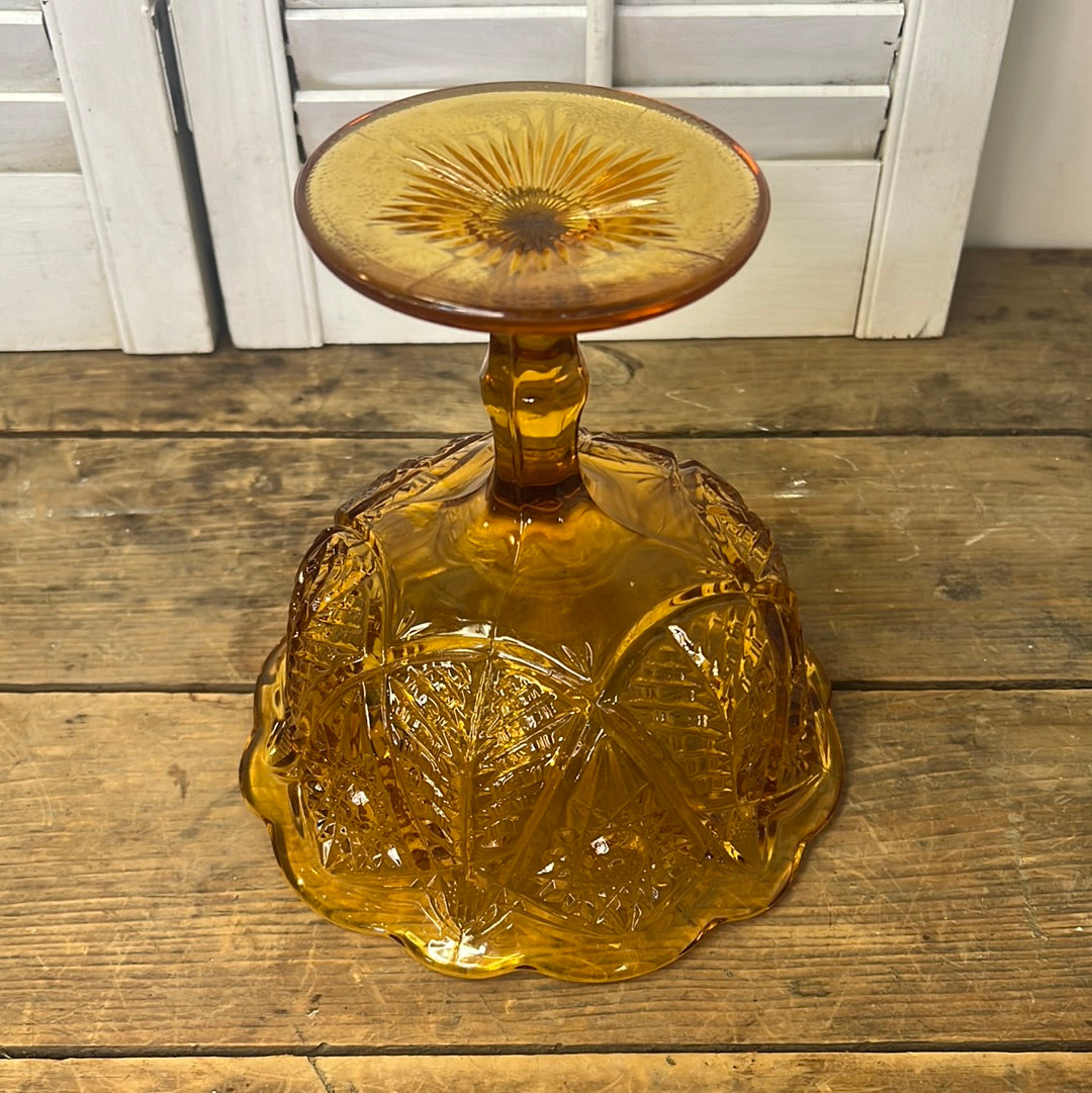 Indiana glass amber compote