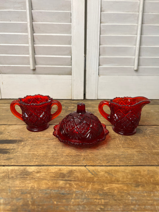 Westmoreland Miniature Ruby Amberina Glassware Child’s set