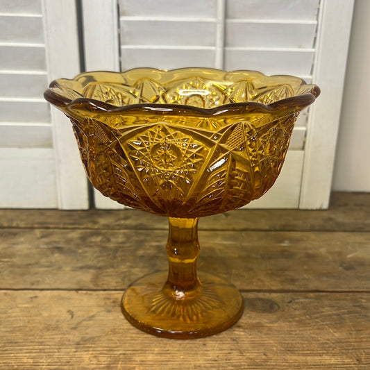 Indiana glass amber compote