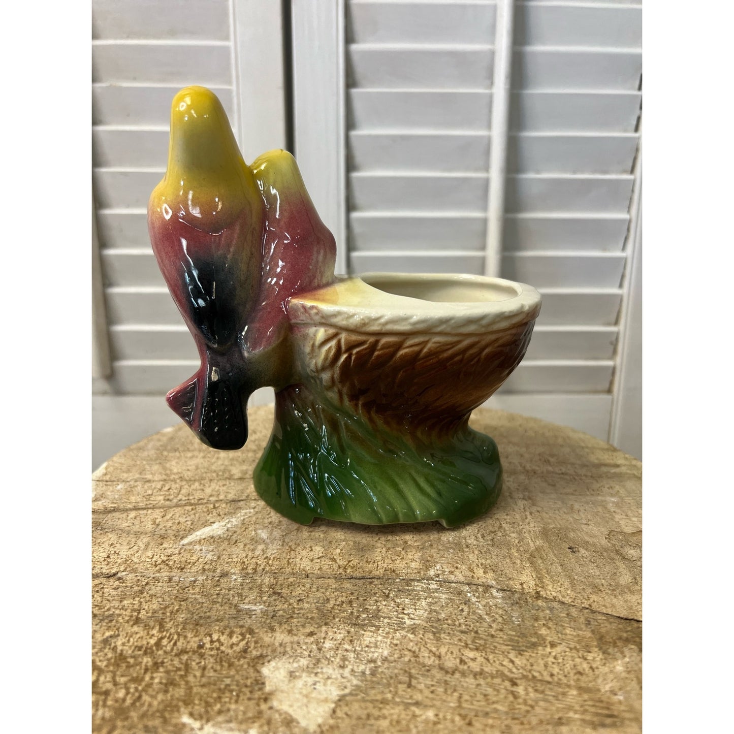 Vintage ceramic bird planter