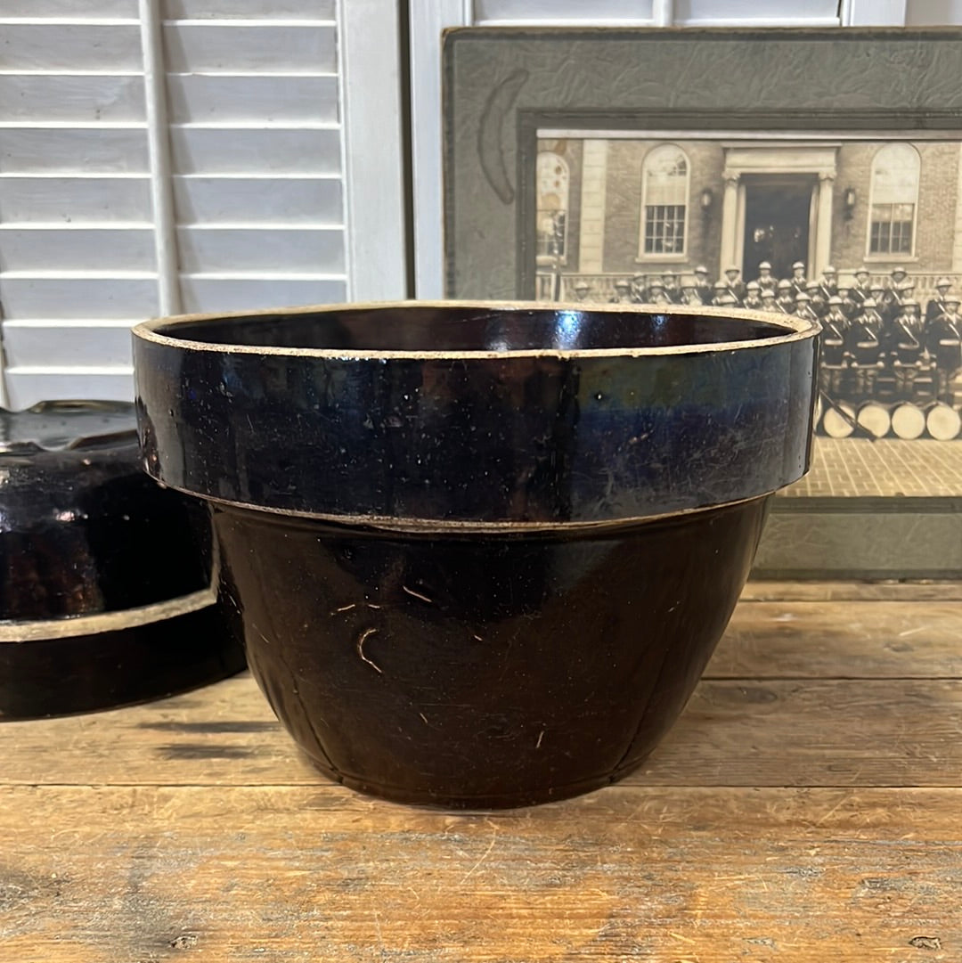 Brown Stoneware Bowl/Planter/ Antique Stoneware