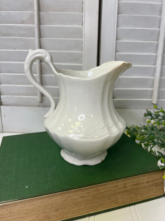 Vintage White Pitcher Excelsior Porcelain/ Ironstone China Chippy and Stained