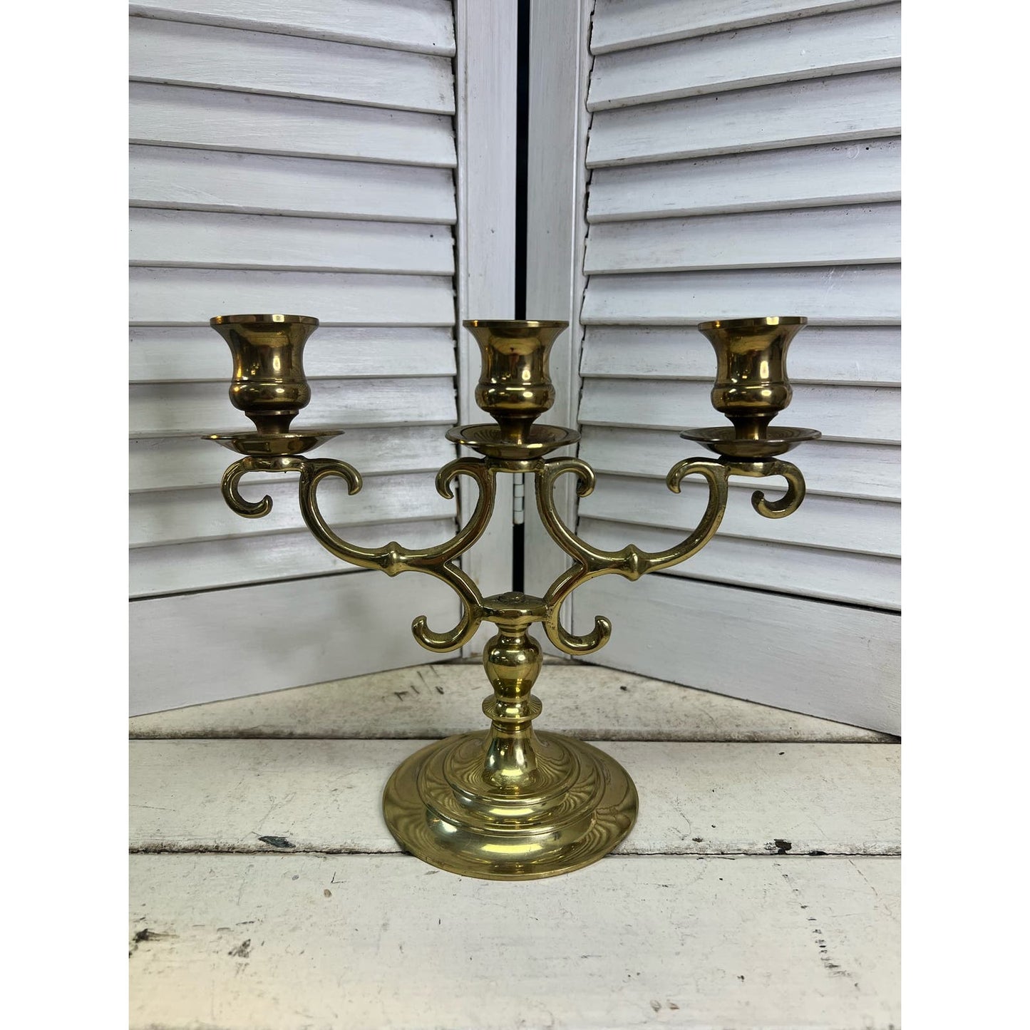 Vintage brass 3 arm candelabra