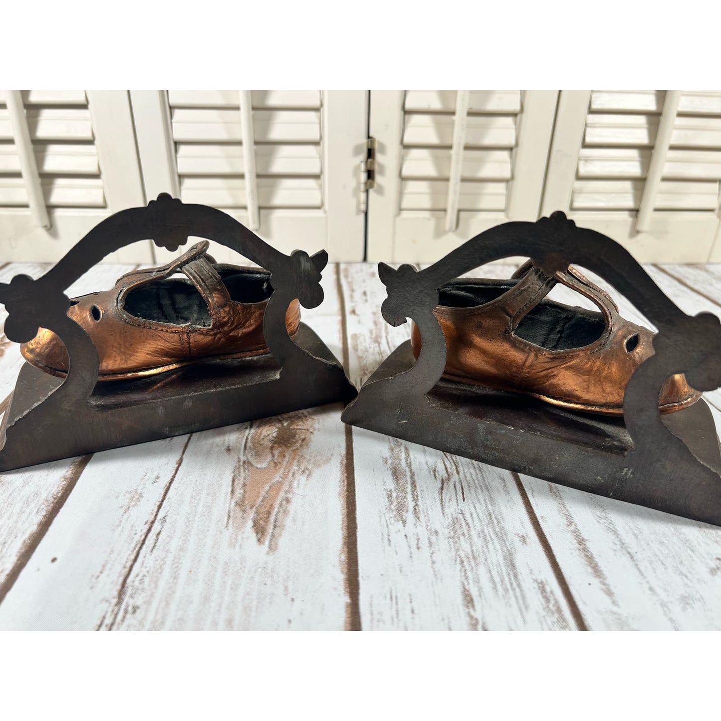 Vintage Bronze baby shoe bookends