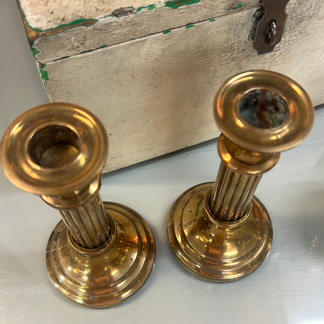 Brass candlestick pair