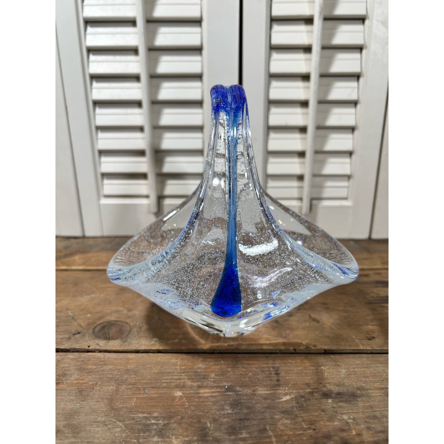 Hand blown Art glass basket