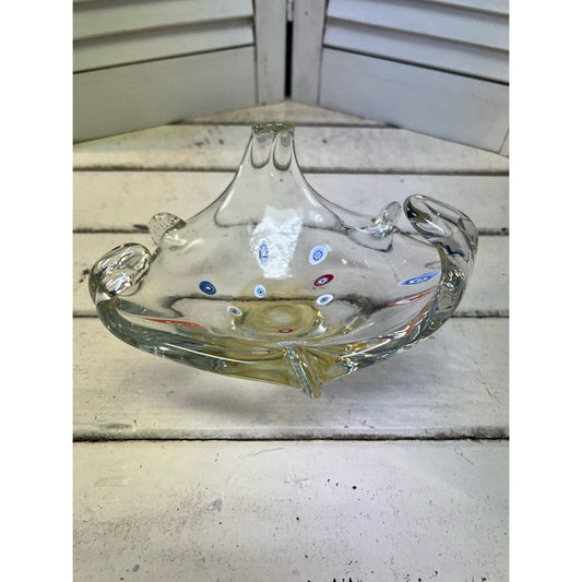 Vintage Murano millefiori hand blown glass bowl.