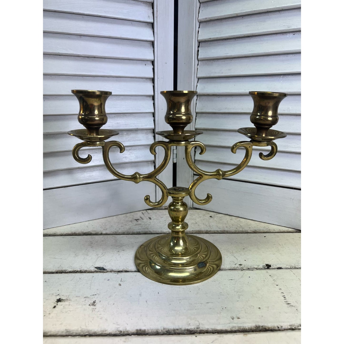 Vintage brass 3 arm candelabra