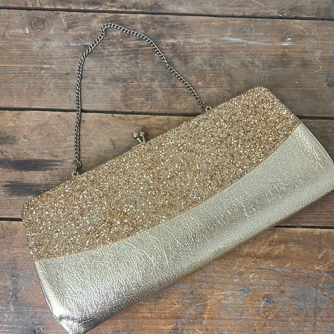 Gold sparkle clutch