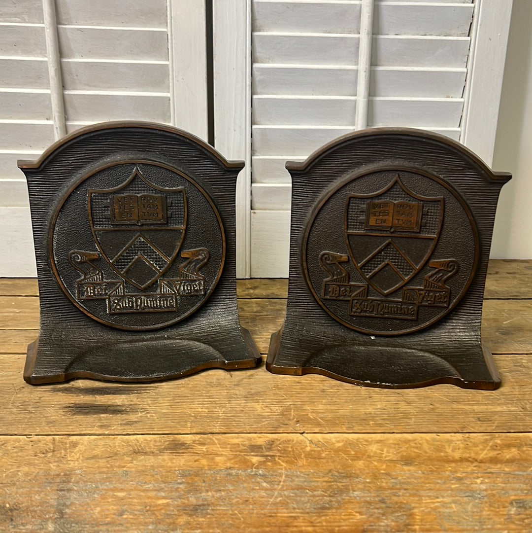 VINTAGE 1920'S/1930'S PRINCETON UNIVERSITY CS & C CO. BRONZE BOOK ENDS BOOKENDS