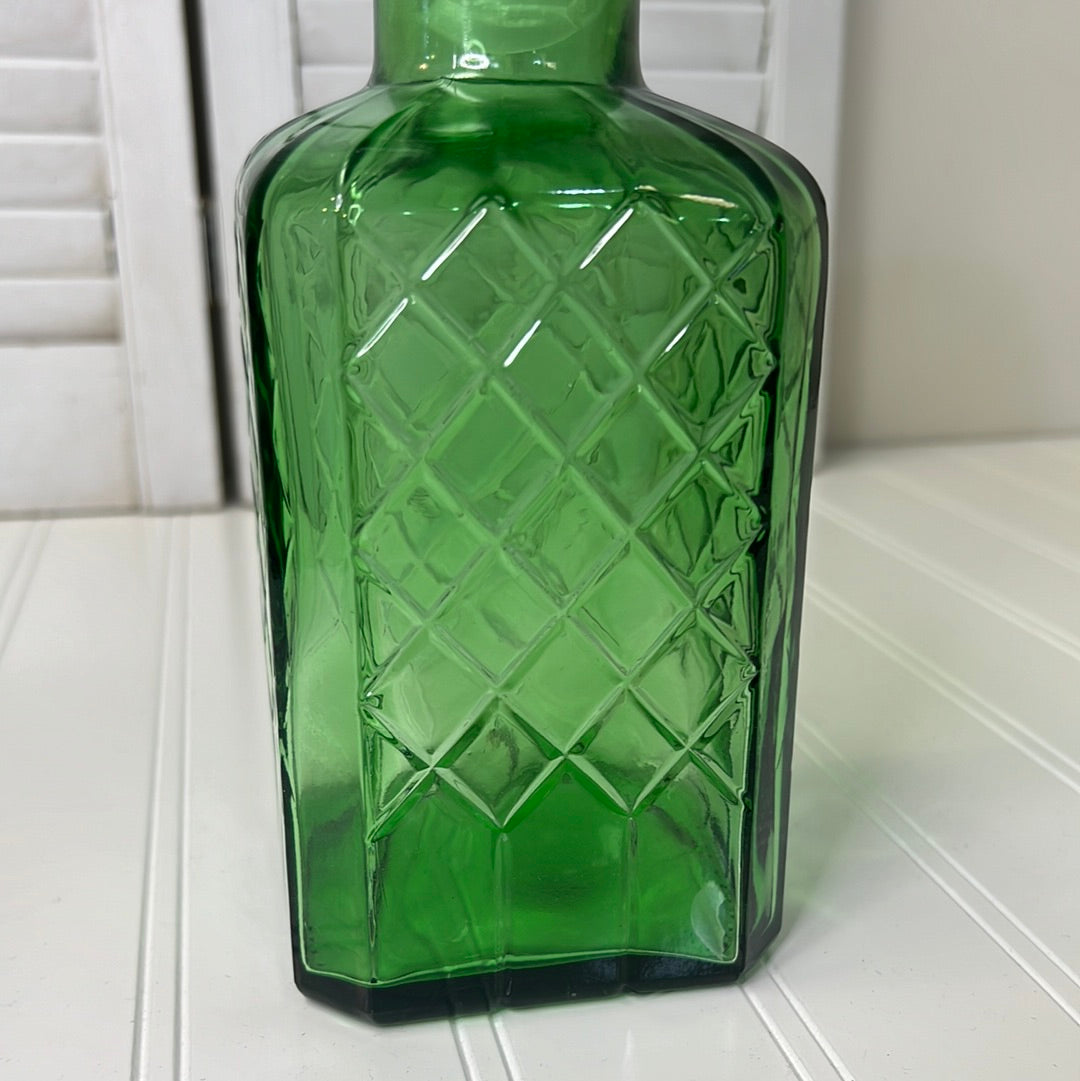 Vintage Green Glass Decanter