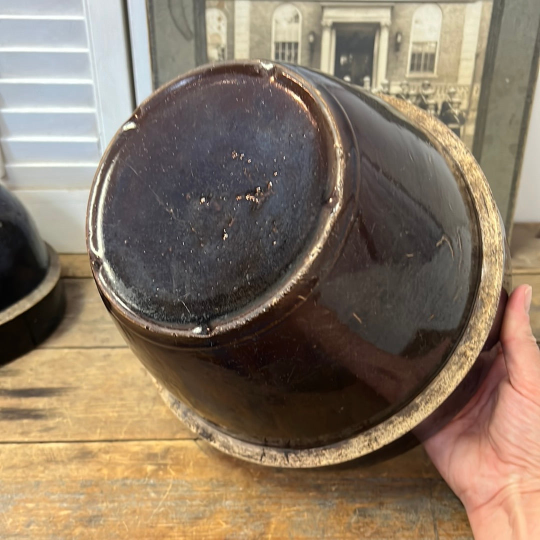 Brown Stoneware Bowl/Planter/ Antique Stoneware