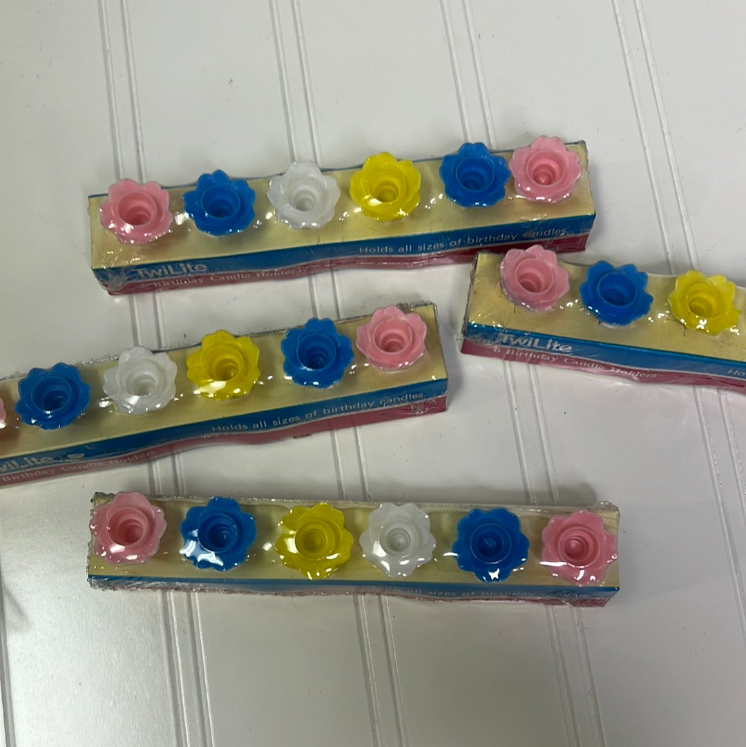 Vintage TwiLite New Old Stock flower birthday candle holders