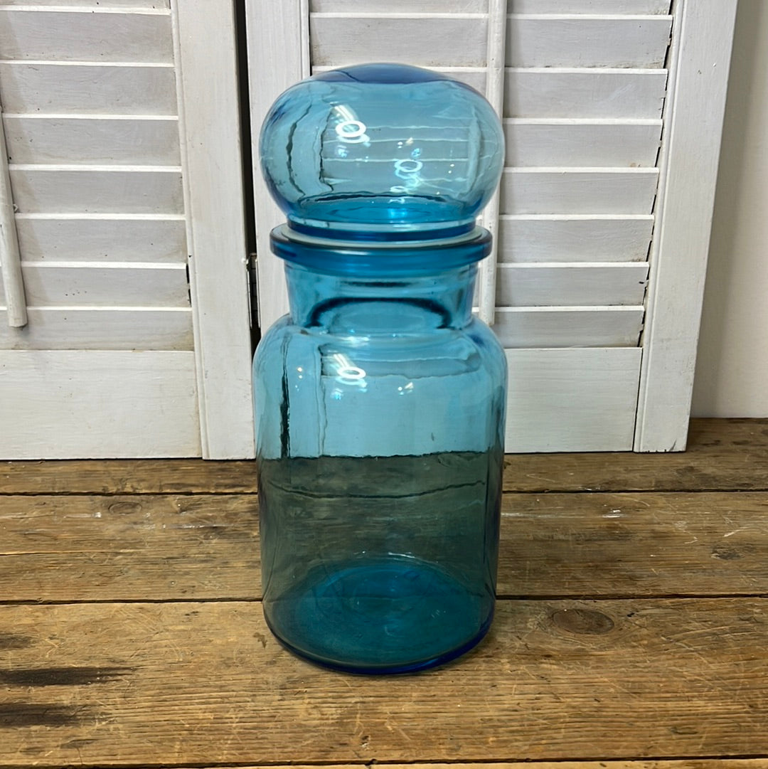 Vintage Belgian Blue Glass Apothecary Jar