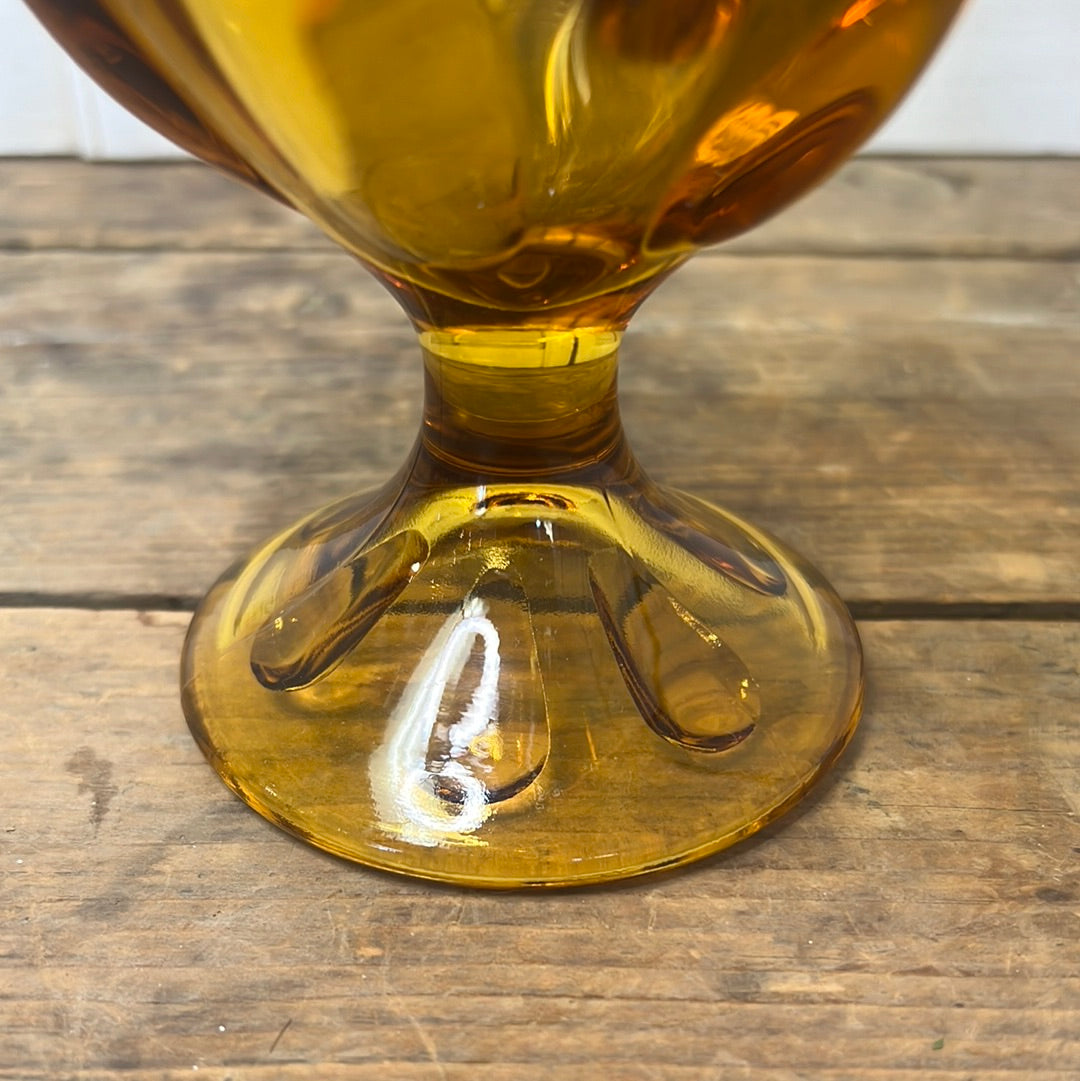 Viking Amber Glass 6 Petal Handkerchief Vase