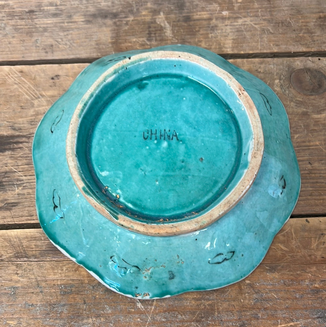 Antique 19th century Chinese hand painted shallow bowl