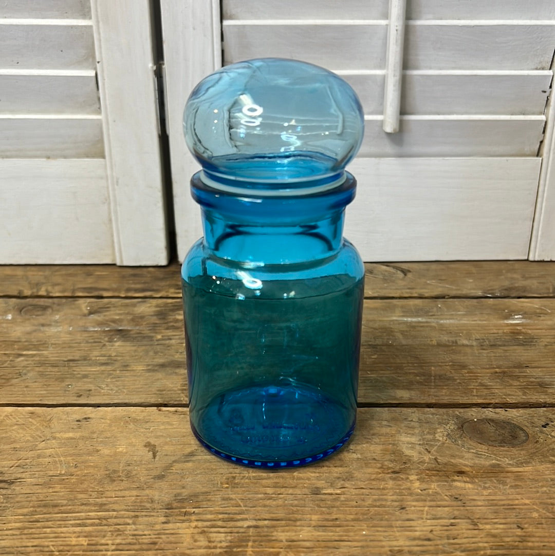 Vintage Belgian Blue Glass Apothecary Jar