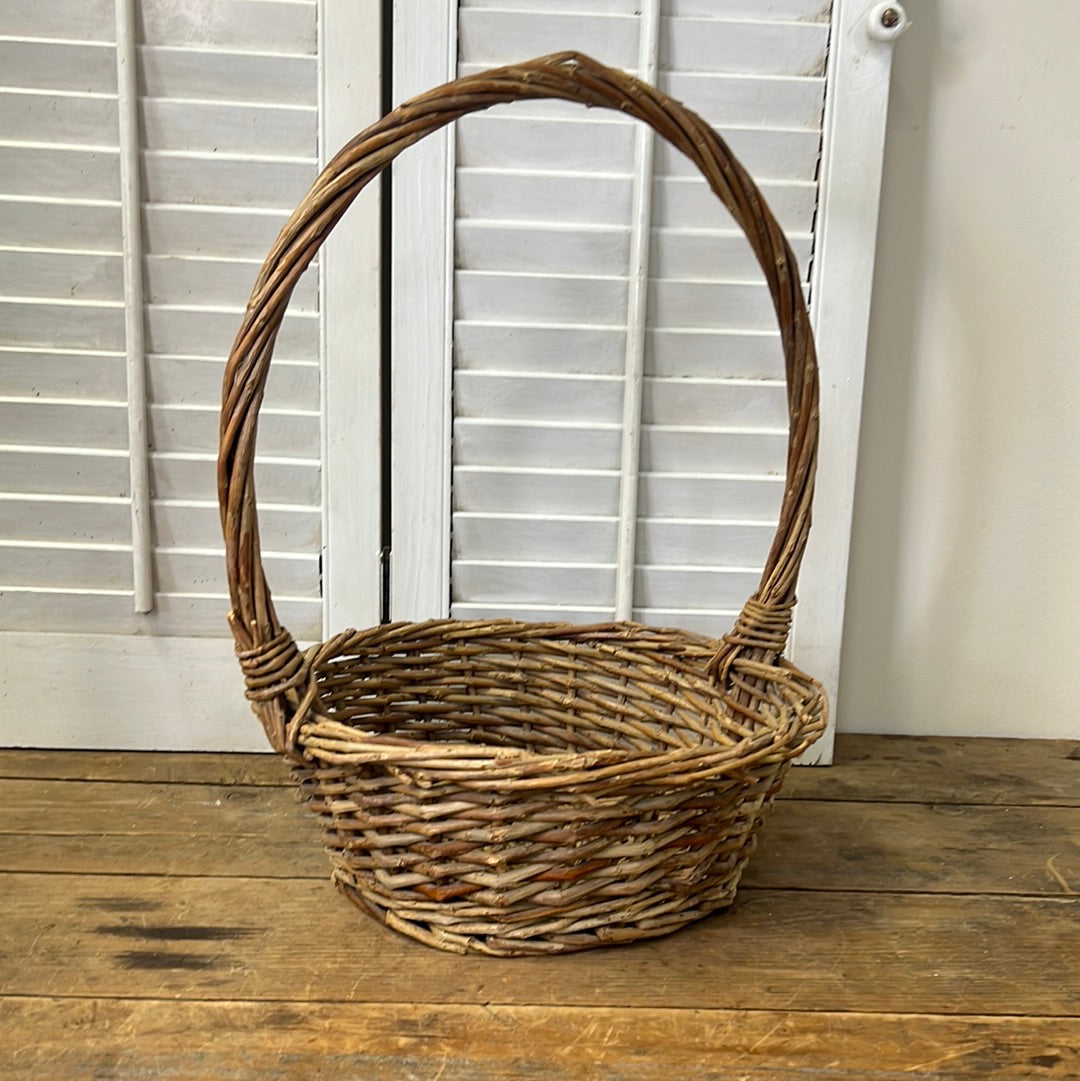 Grapevine woven basket with tall handle