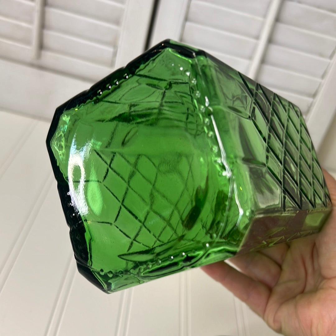 Vintage Green Glass Decanter