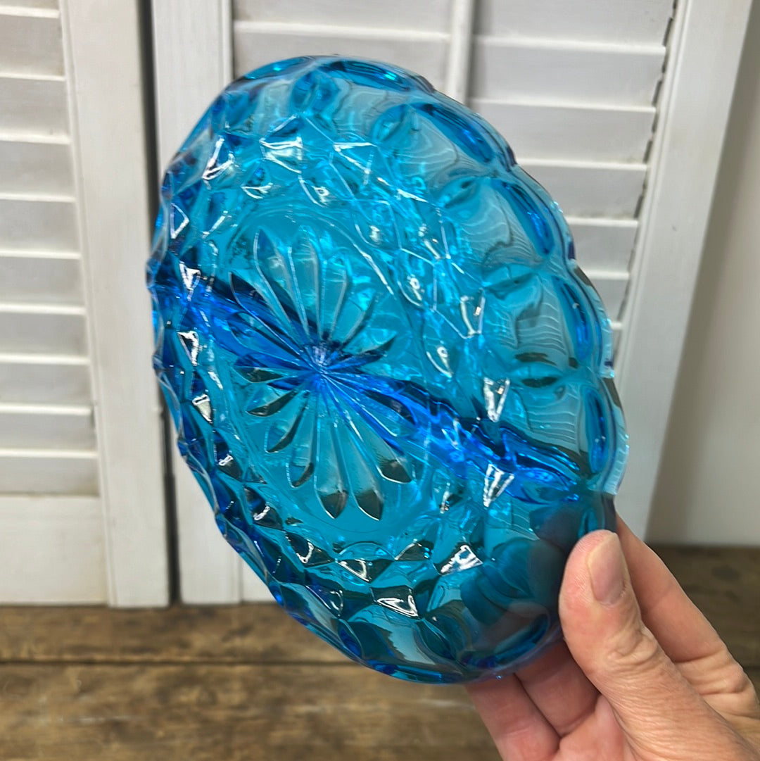 Anchor Hocking Blue Glass Divided Dish