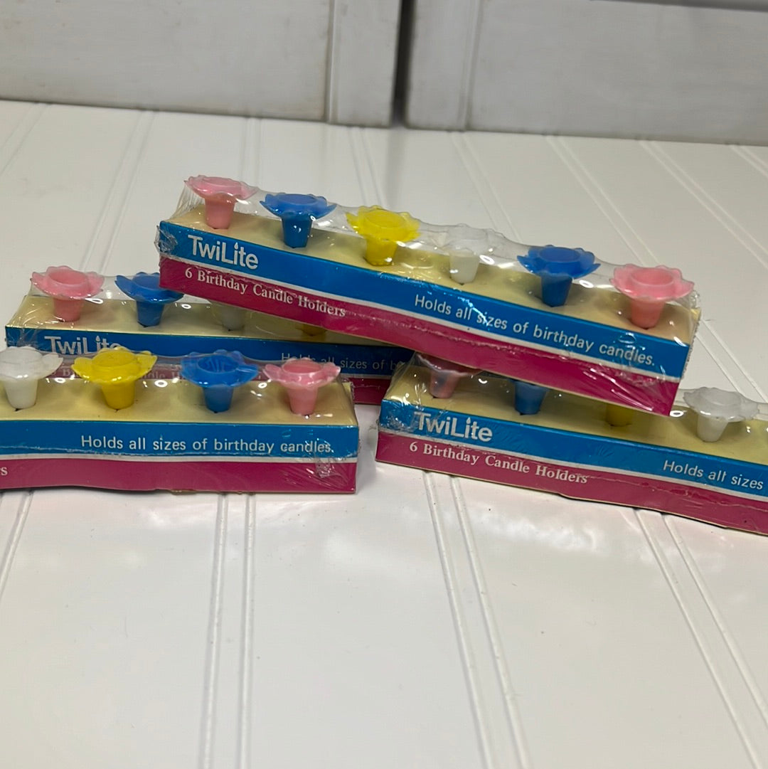 Vintage TwiLite New Old Stock flower birthday candle holders