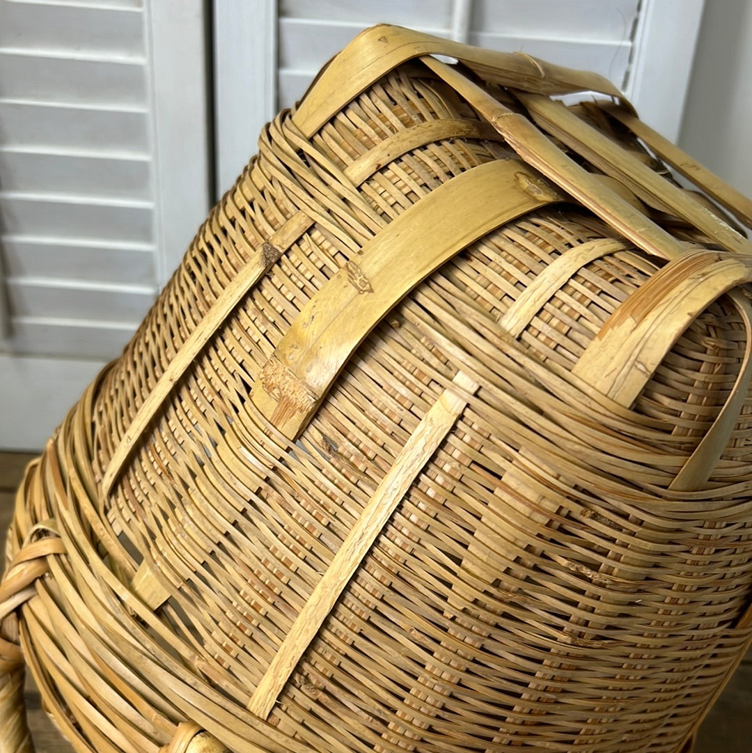 Bamboo woven gathering basket/storage basket double handles