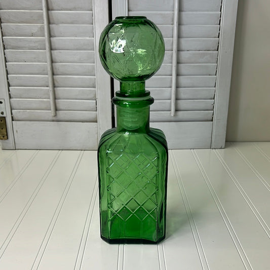 Vintage Green Glass Decanter