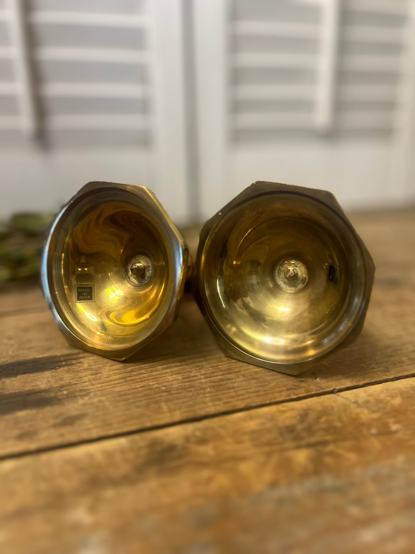 Vintage brass candlestick pair