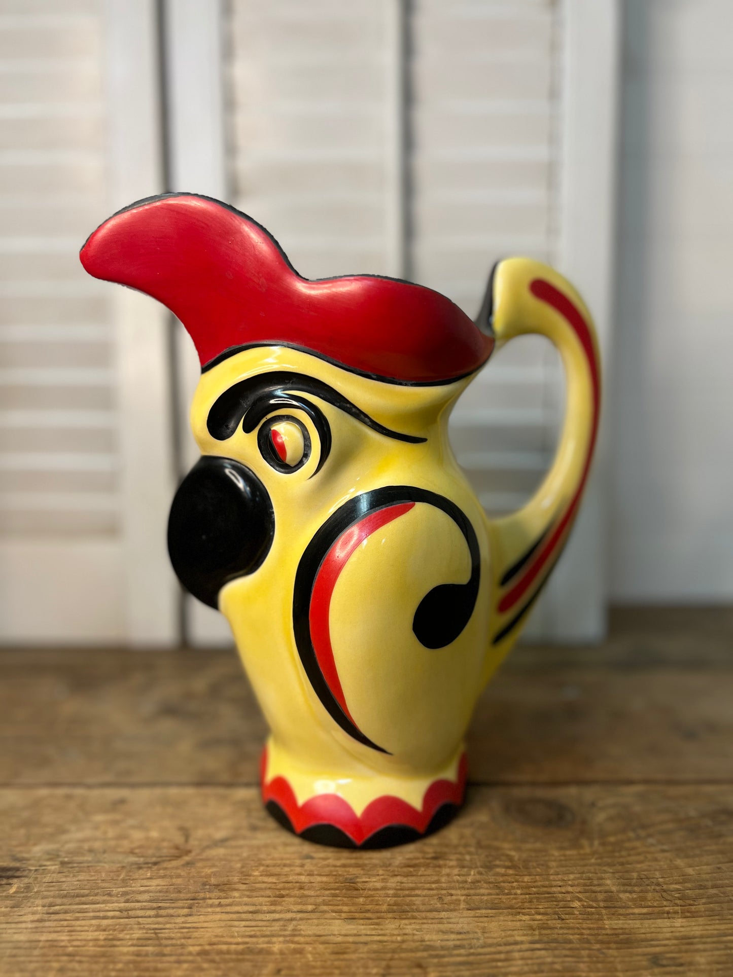 DITMAR URBACH PARROT PITCHER - CZECHOSLOVAKIA- ANTIQUE RARE FINE WORK OF ART