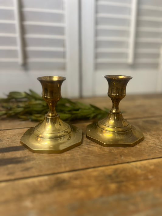 Vintage brass candlestick pair