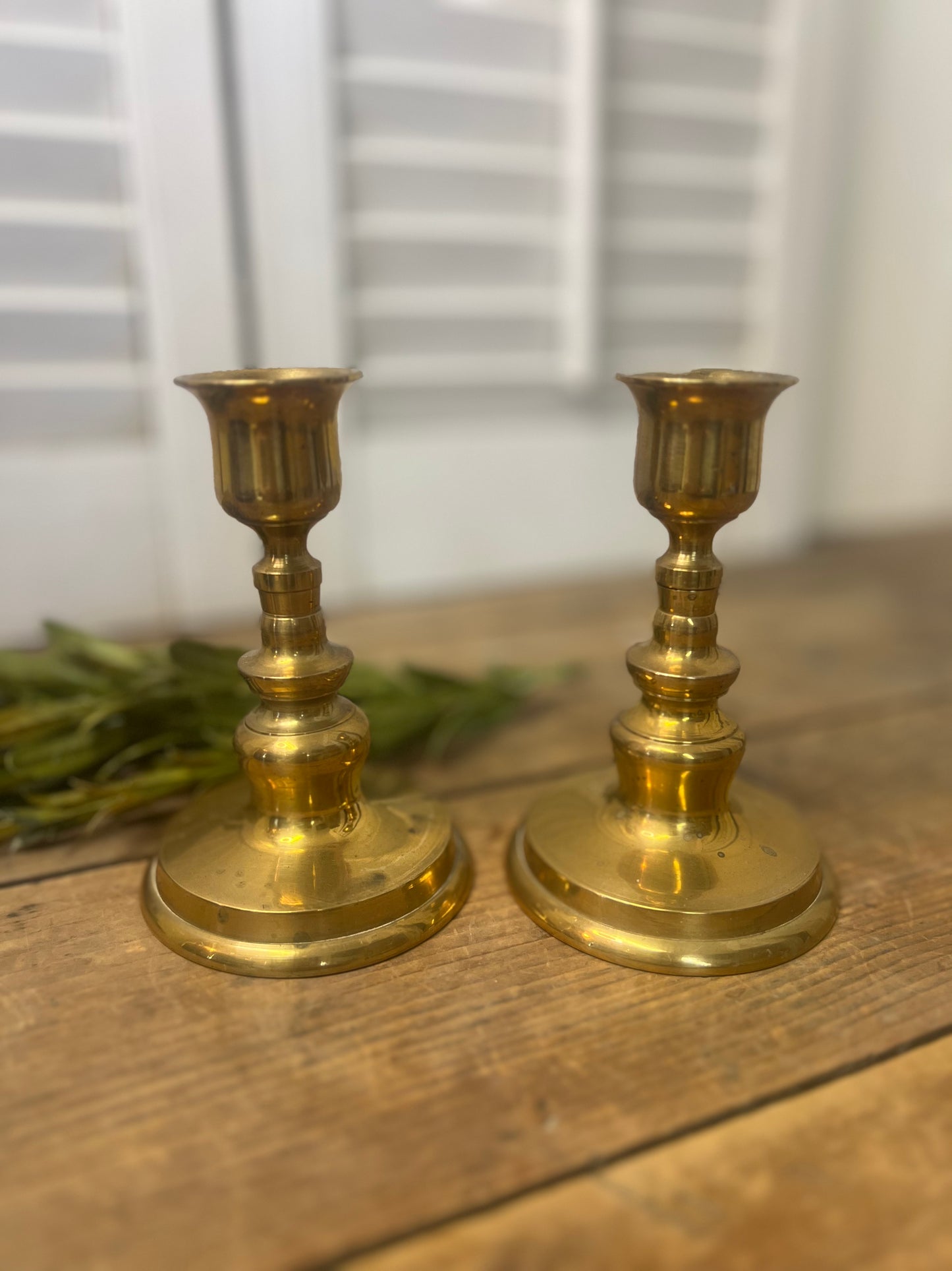 Vintage brass candlestick pair