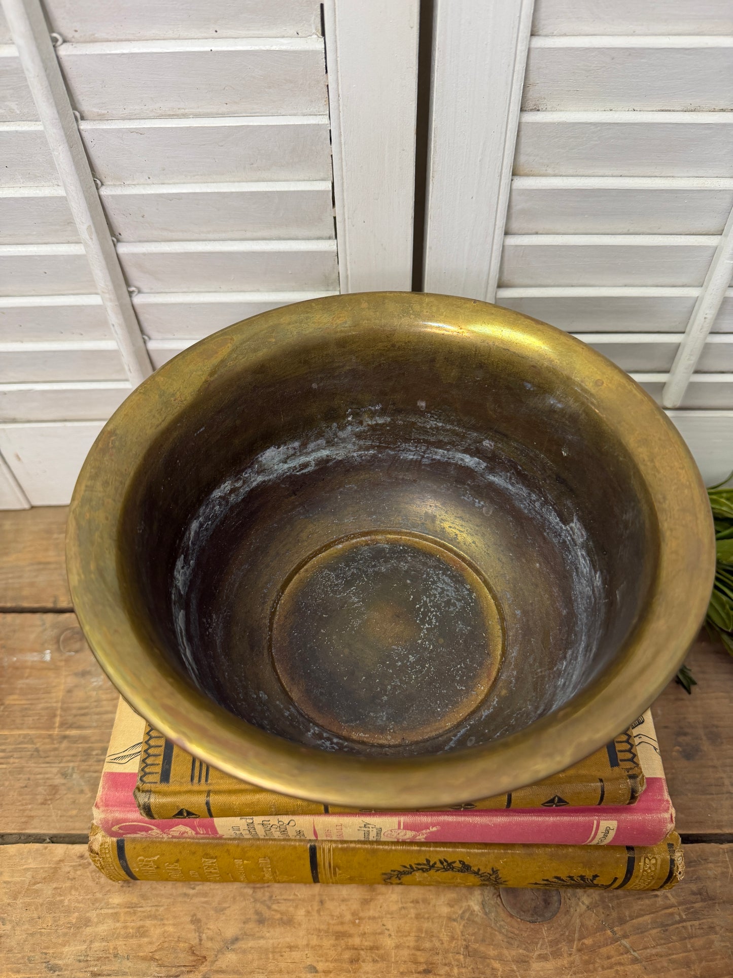 Vintage Brads Planter Bowl with etched birds on a branch
