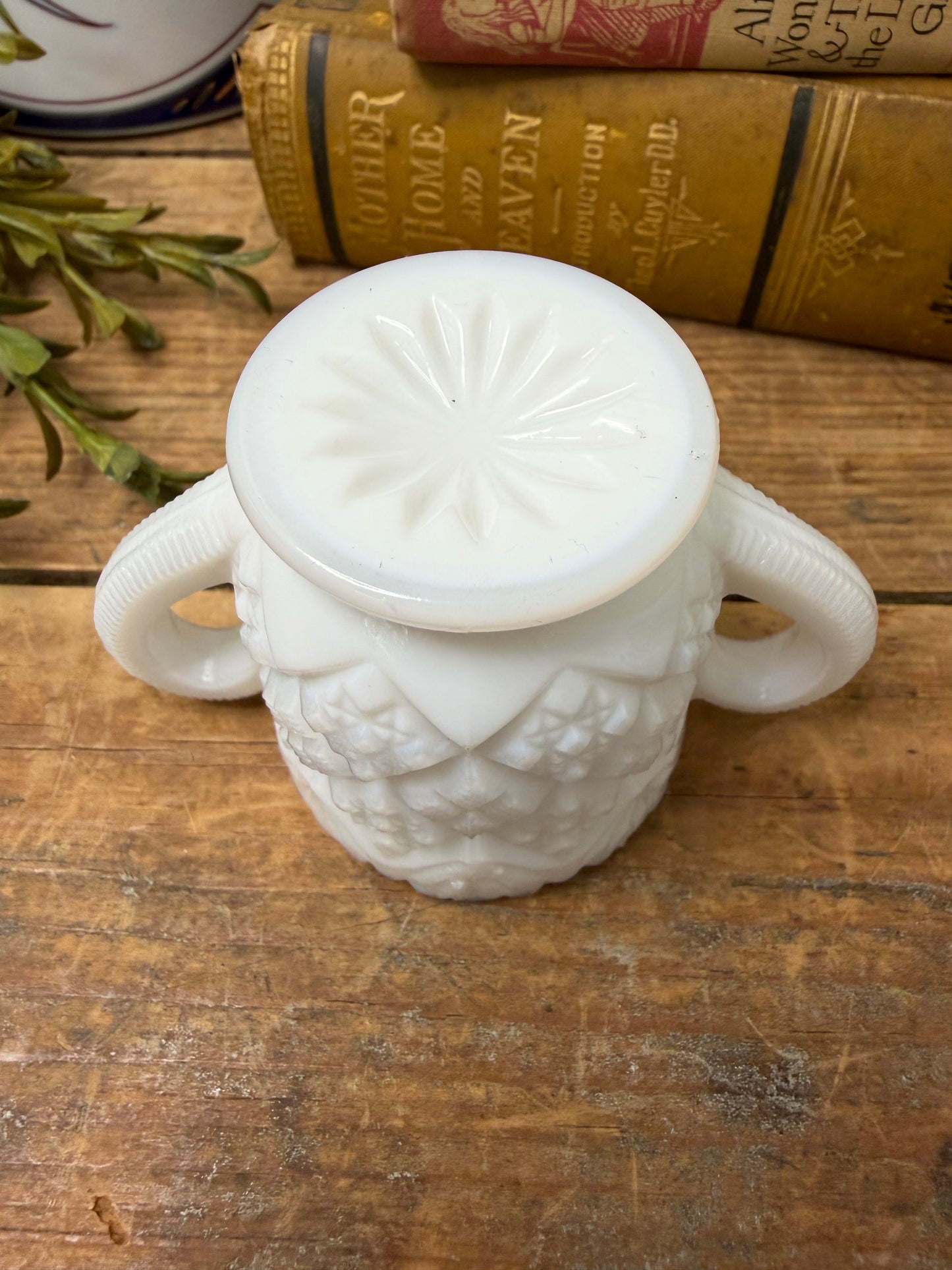 Westmoreland Glass Thumbelina Milk Glass Mini Child’s Size Sugar Bowl/ Match holder/ Toothpick holder