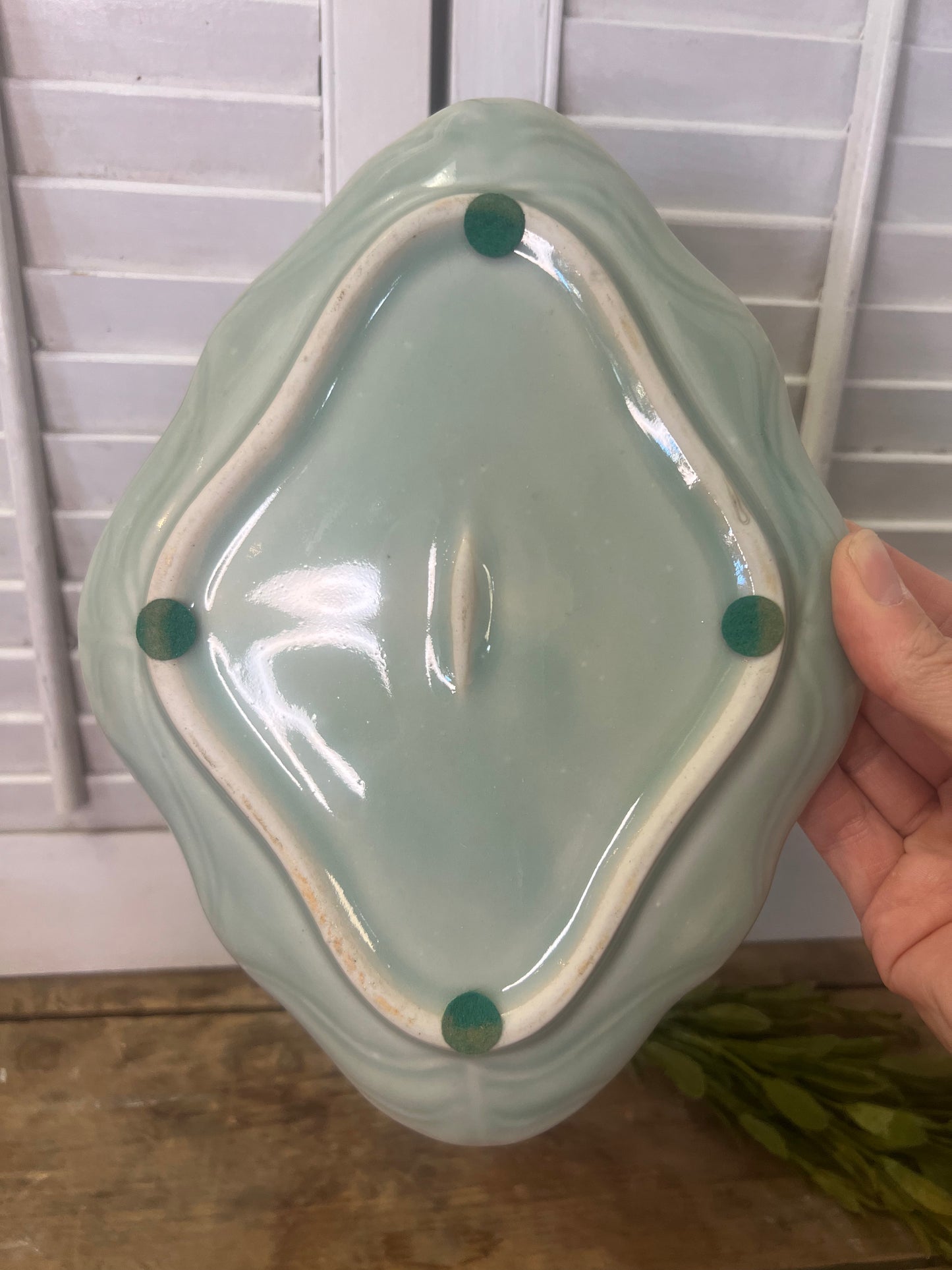 Antique CELADON JARDINIERE/PLANTER/FLOWER POT/PLATE Chinese Porcelain