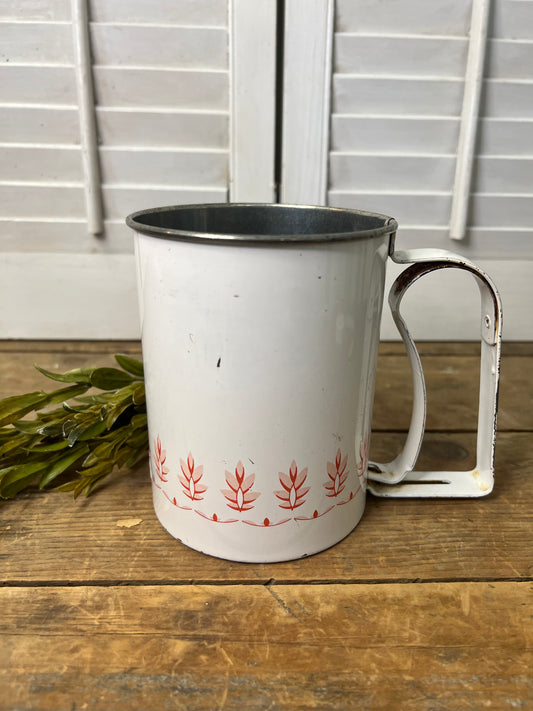 Vintage flour sifter/ kitchen decor/ vintage kitchen red and white kitchen