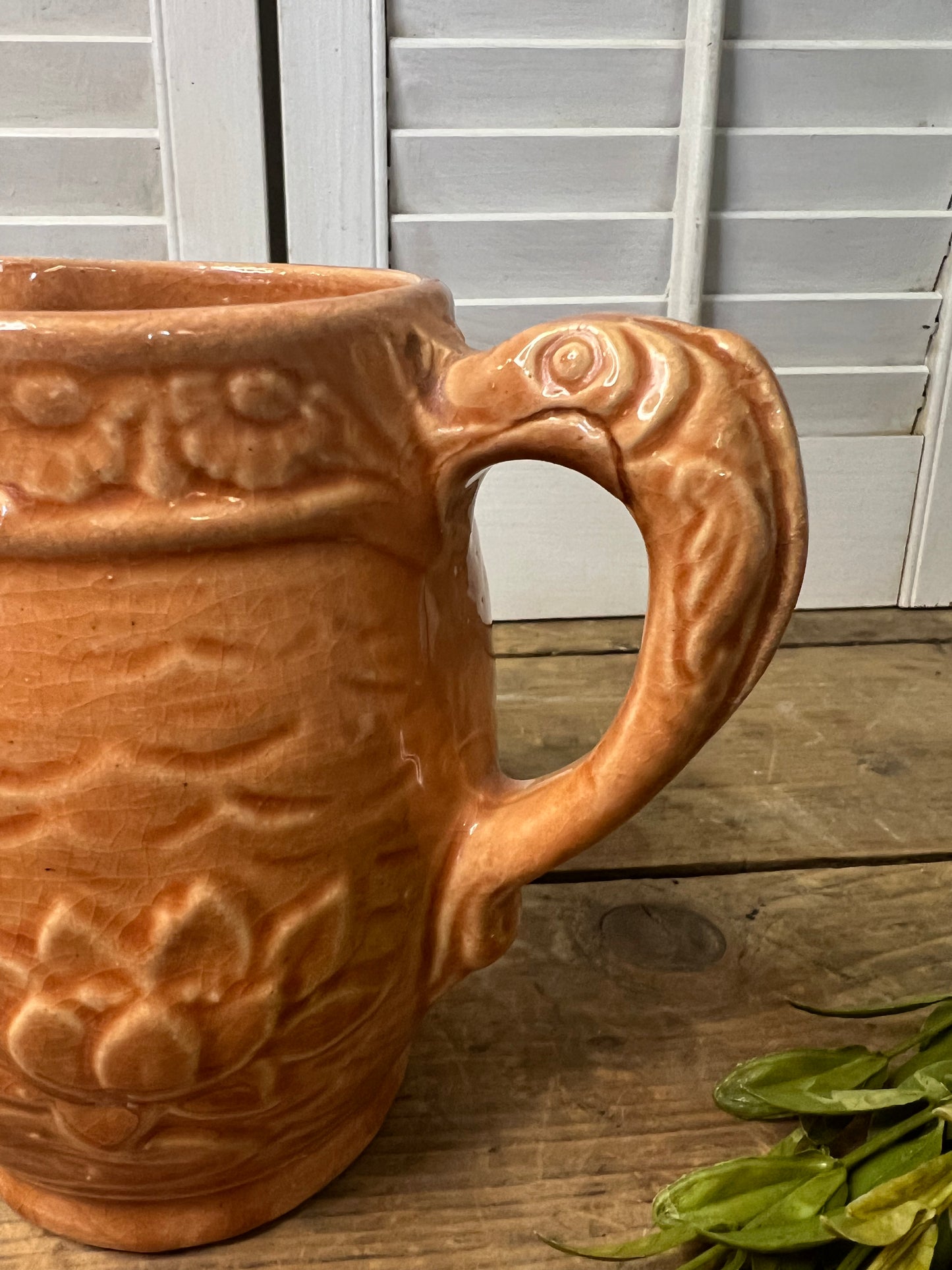 Vintage McCoy Pottery Water Lily Pitcher as-is!