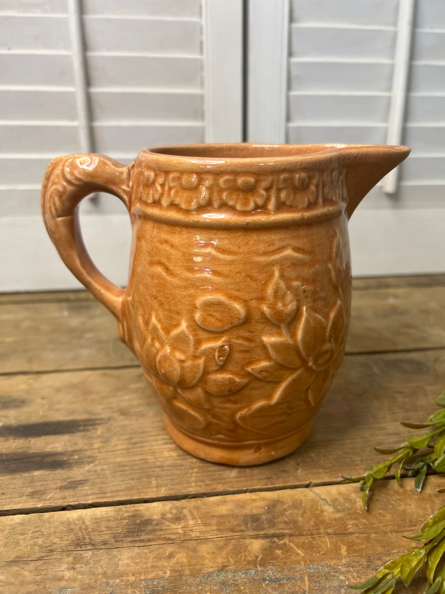 Vintage McCoy Pottery Water Lily Pitcher as-is!