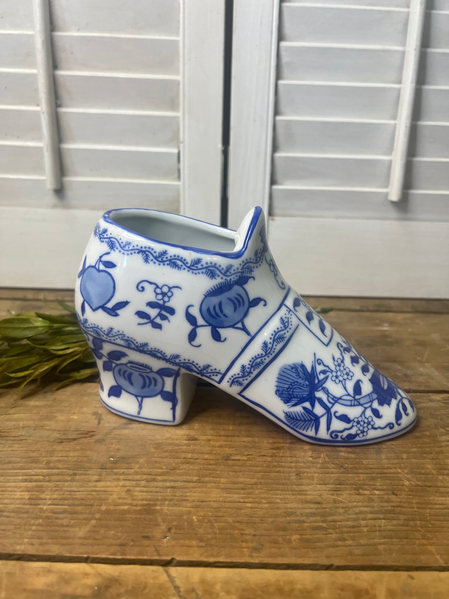 Blue Onion Pattern Porcelain Shoe/Decor/ Planter/ formalities by Baum Bros.