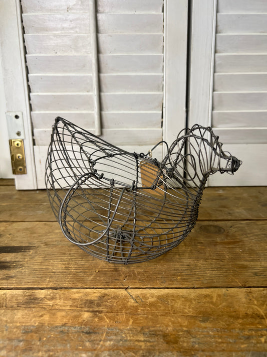Vintage wire chicken egg gathering basket