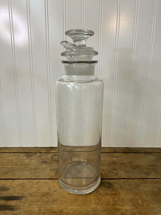 Antique glass cocktail shaker/ art deco period shaker with ground glass strainer and stopper