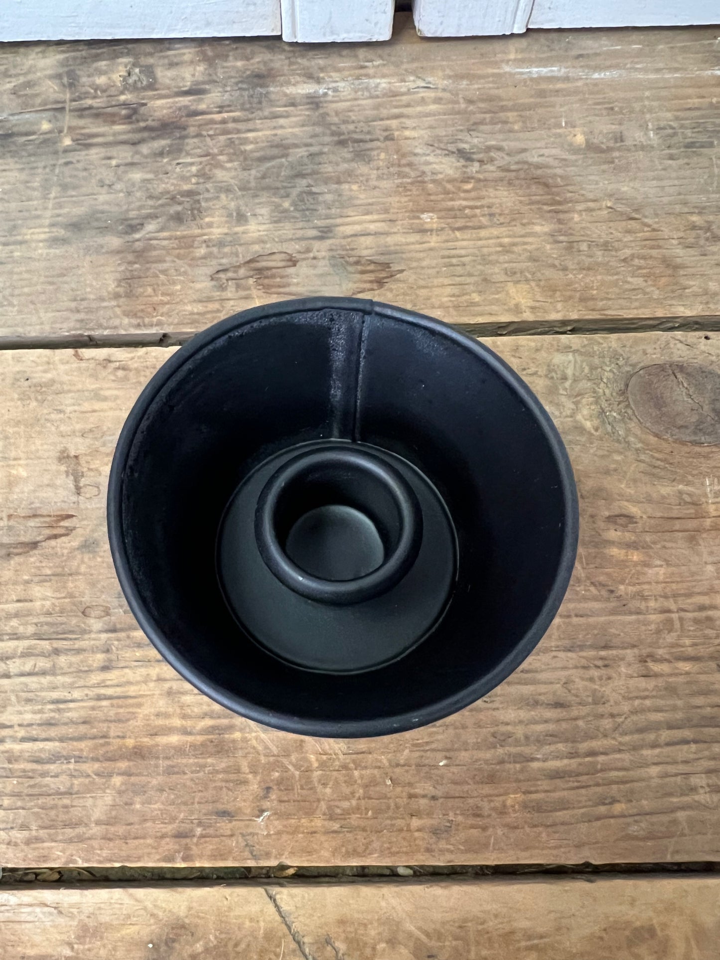 Old Black Metal Taper Cup Candle Holder Primitive Style