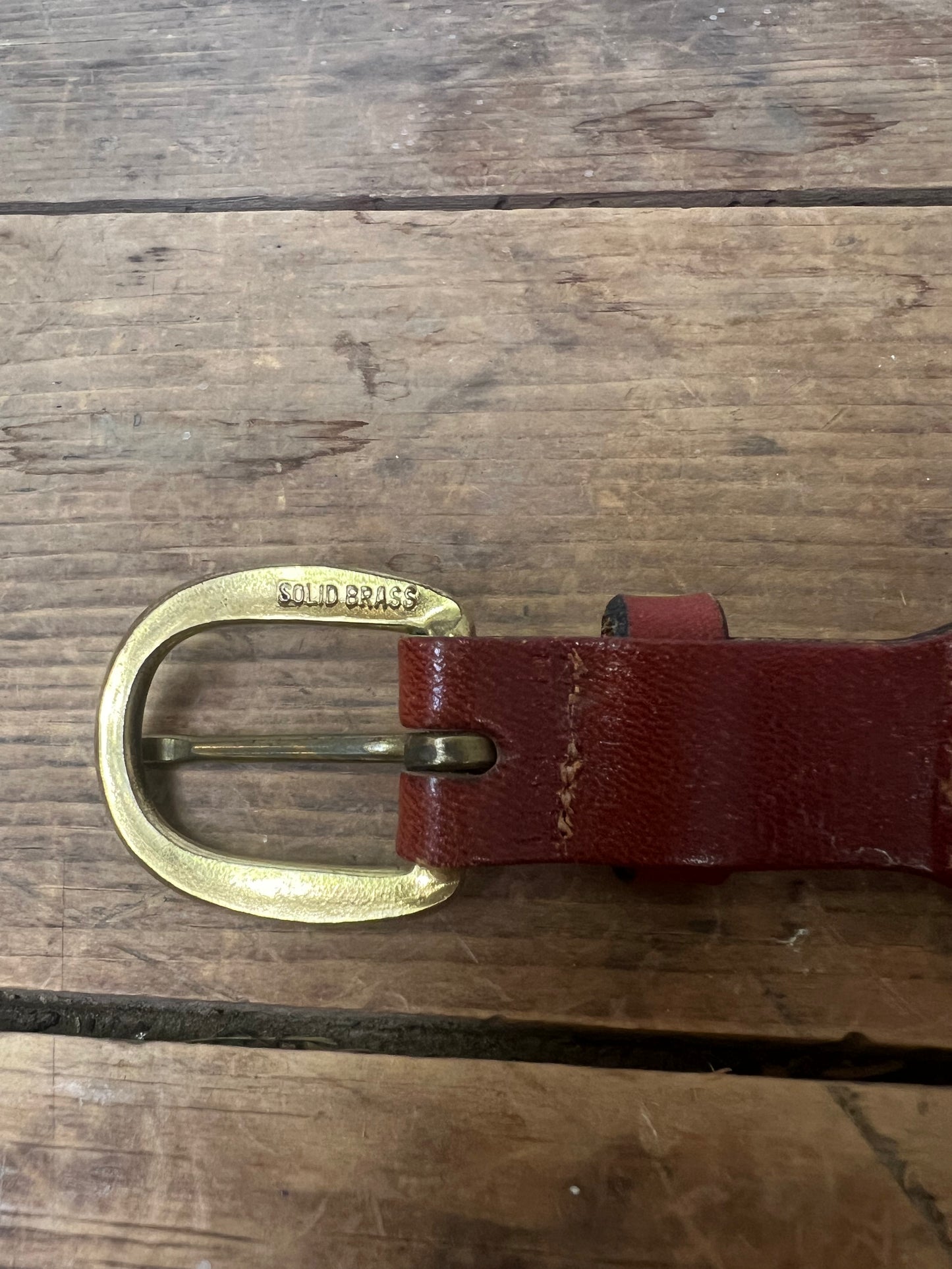 Leatherman Ltd Ribbon Belt Navy Blue Green Frogs Brass Buckle 51/24