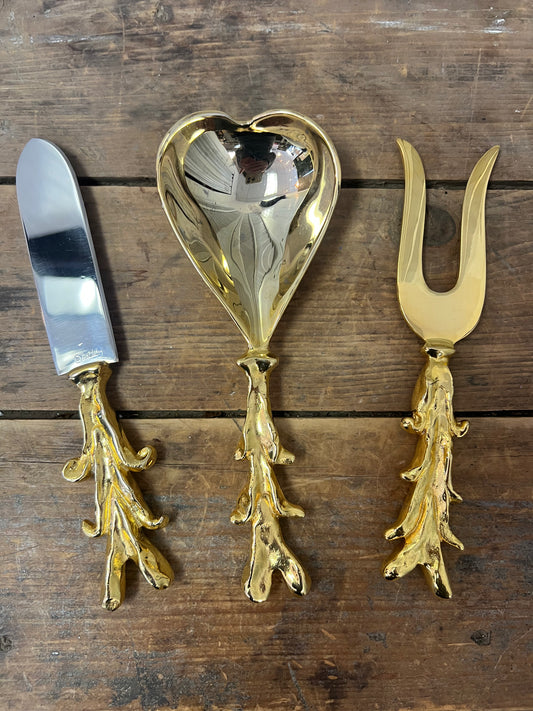 Vintage Rare Michael Aram “I Love You” gold tone serving set/ wedding/ Valentine
