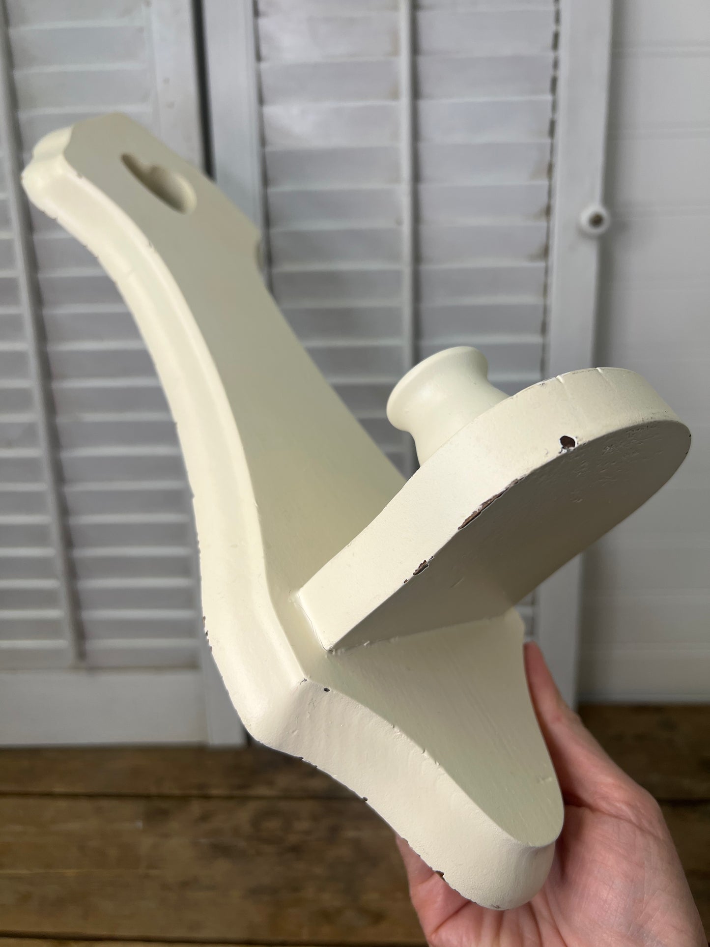 Vintage Cottage Painted Wood Candle Wall Sconce