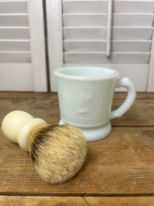 Antique Atterbury Mug "Classic Medallion" AKA Ceres & Cameo C1870 shave mug with shave brush
