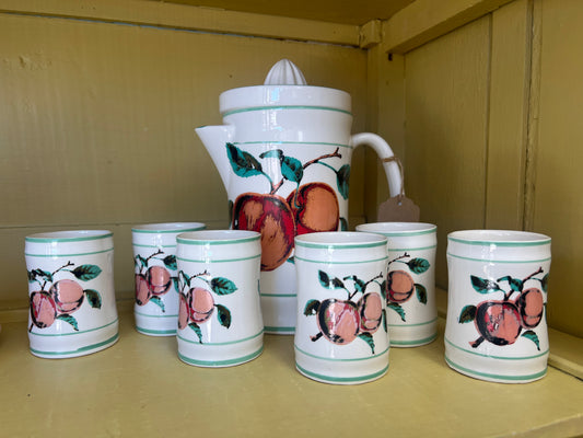 Vintage ceramic Juice pitcher with set of 4 matching cups -Japan
