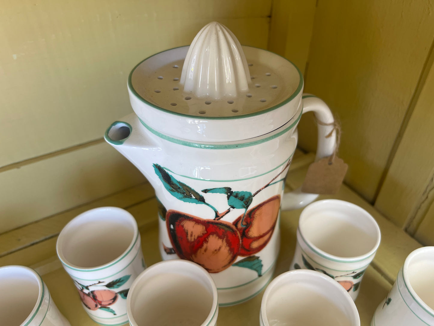 Vintage ceramic Juice pitcher with set of 4 matching cups -Japan