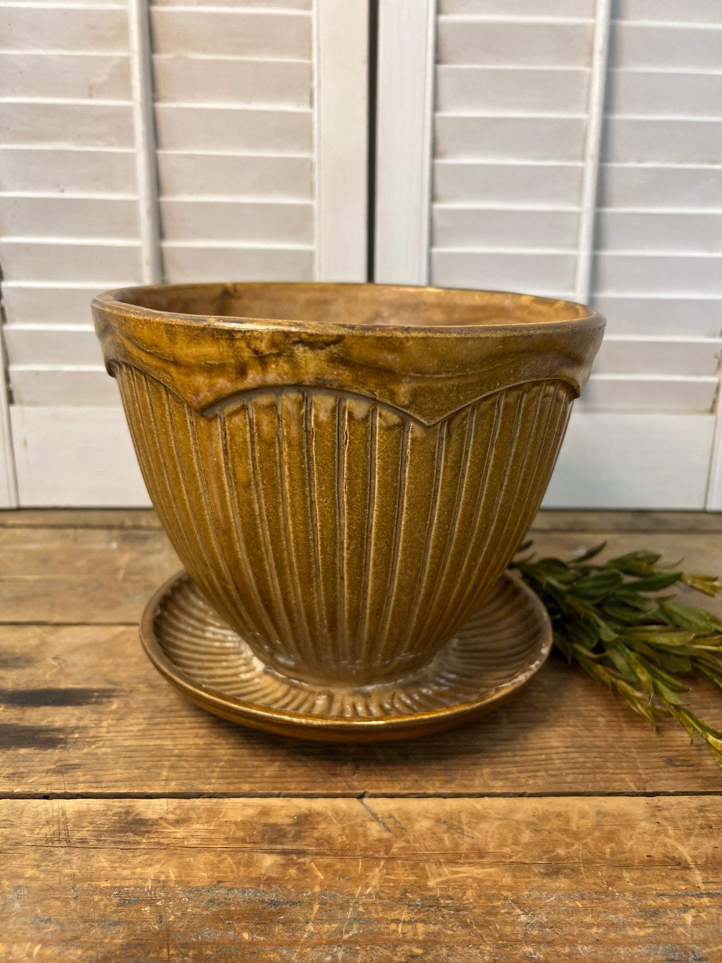 Vintage MCM McCoy Ceramic Glazed Flowerpot