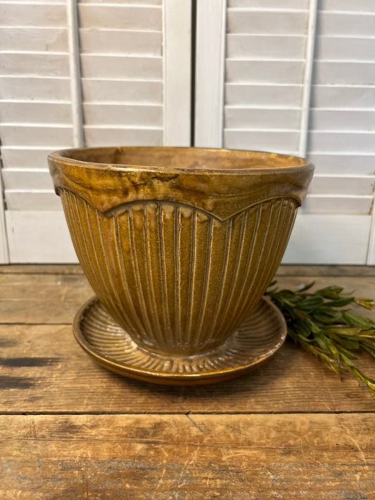 Vintage MCM McCoy Ceramic Glazed Flowerpot